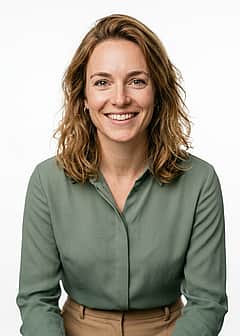 Tan tailored trousers + sage green blouse outfit preview