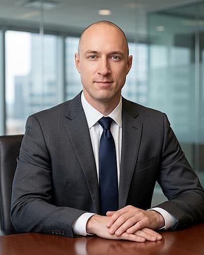 Glass Boardroom · Subtle Premium Pinstripe headshot example