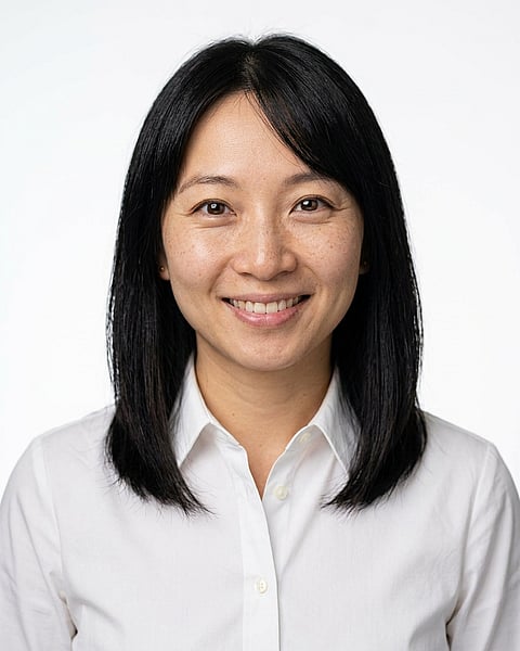 White / Pure White Studio · White button-up shirt headshot example