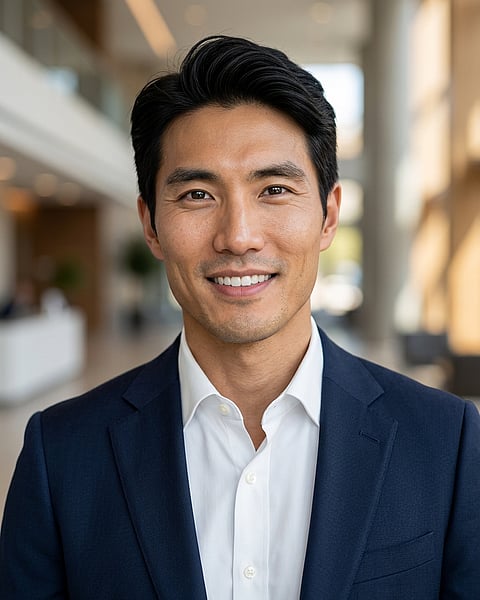 Lobby · White button-up shirt headshot example