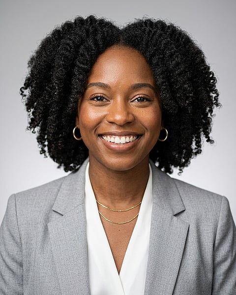 Neutral Gradient / Light Grey · Light gray blazer headshot example