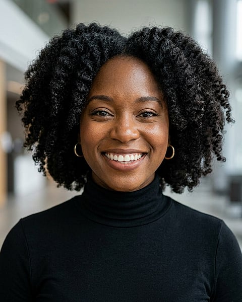 Lobby · Fitted black turtleneck headshot example