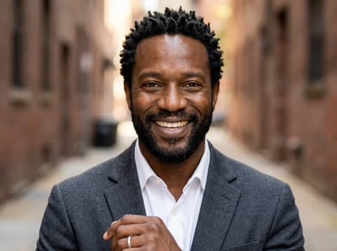 Black Man Before and After AI LinkedIn headshot