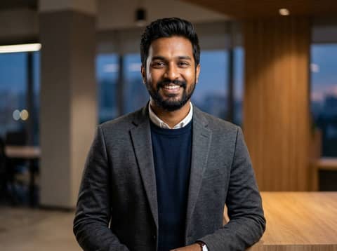 South Asian Man (Public Model) AI LinkedIn headshot