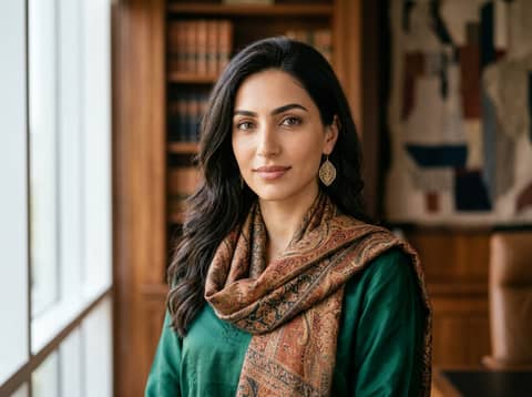 Middle Eastern Woman (Public Model) AI LinkedIn headshot