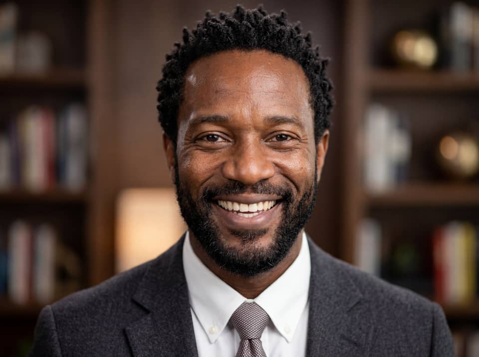 Black Man Before and After AI LinkedIn headshot