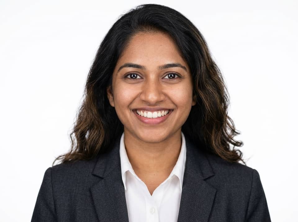 South Asian Woman AI LinkedIn headshot