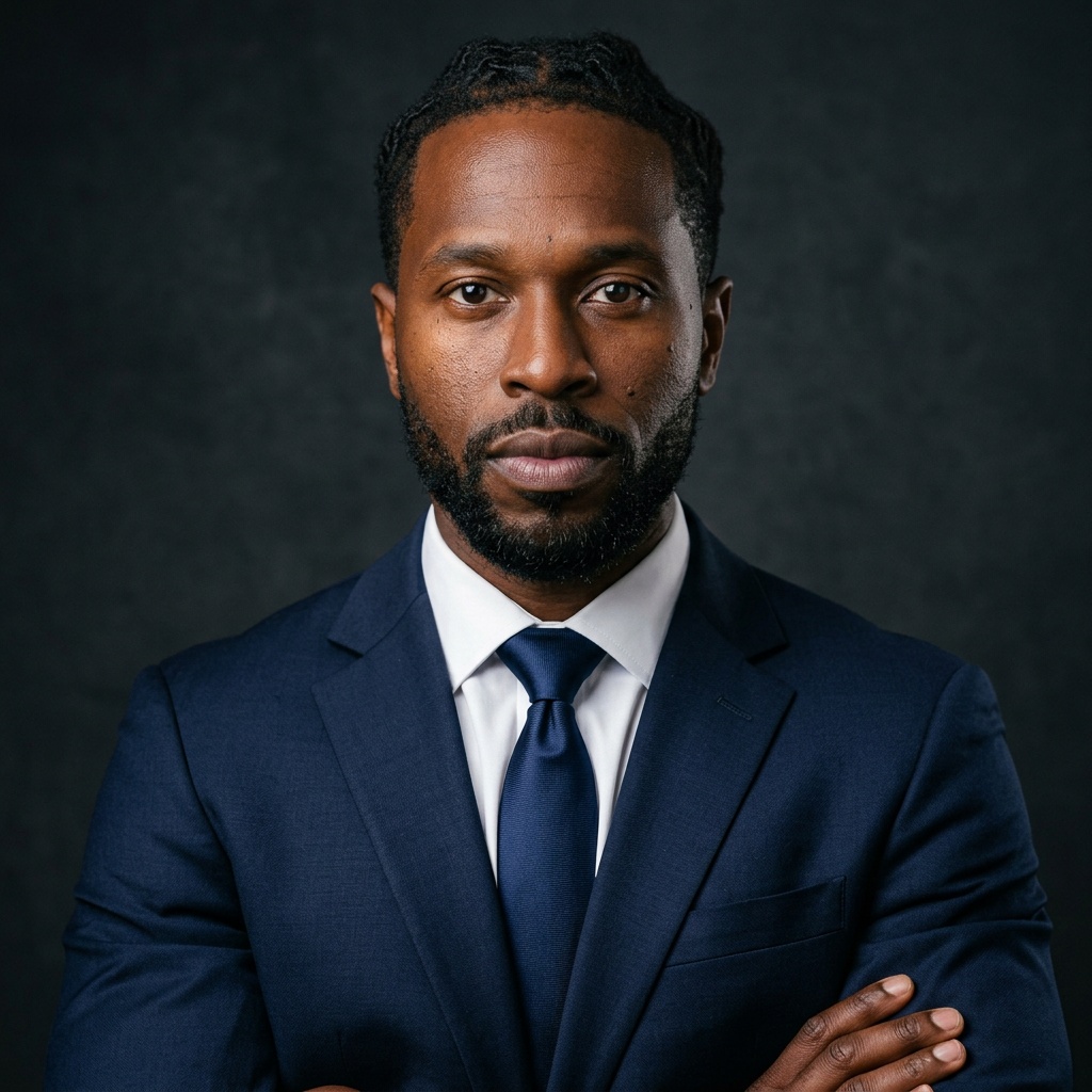 Charcoal Studio · Navy Suit headshot example