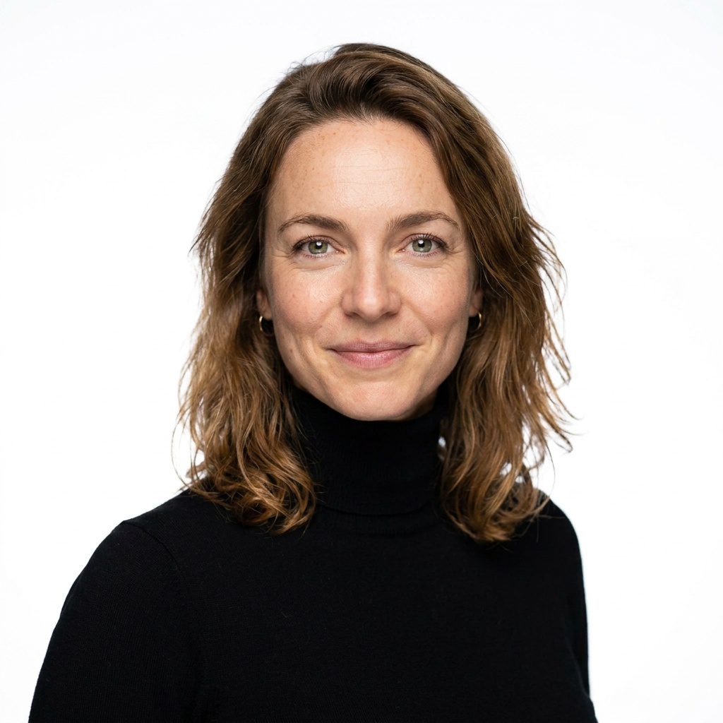 White Studio · Black Turtleneck headshot example