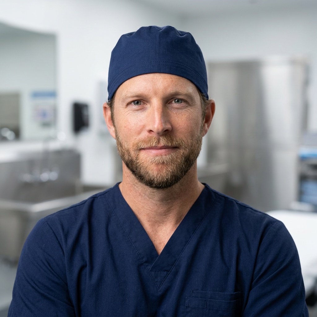 Scrub Room · Scrubs & Cap headshot example
