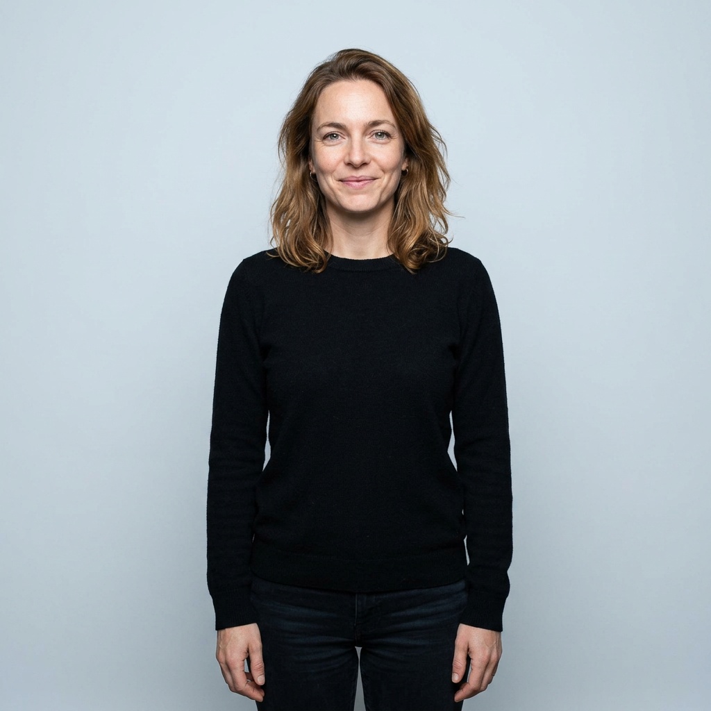 Cool-Grey Studio · Black Knit Top headshot example