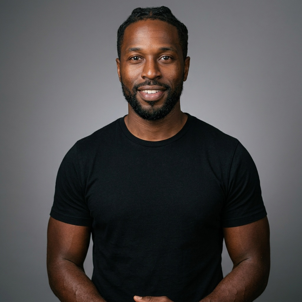 Neutral Grey · Charcoal Tee headshot example