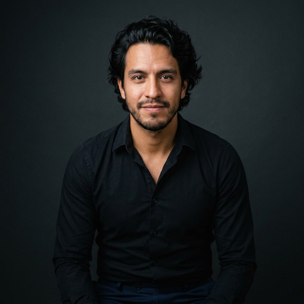 Charcoal Gradient · Black Button-Up headshot example