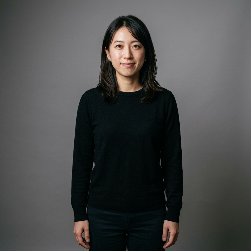 Neutral Grey · Black Knit Top headshot example
