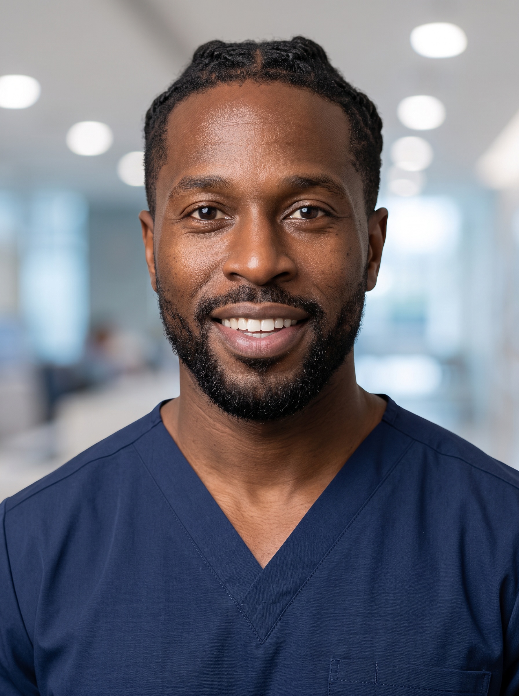 Beispiel für Nurse Station · Navy Scrubs-Headshot