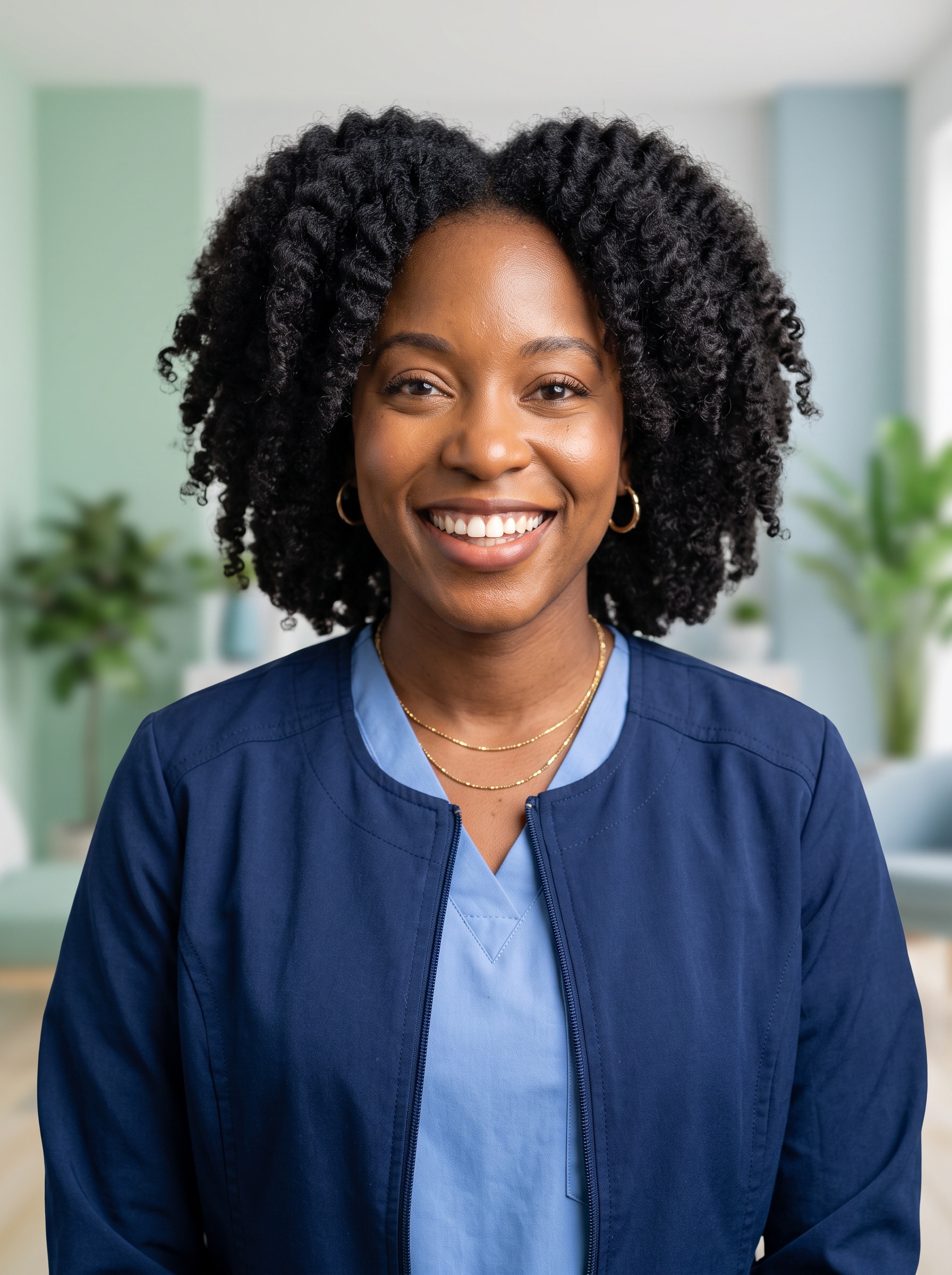 Clinic Room · Scrub Jacket headshot example