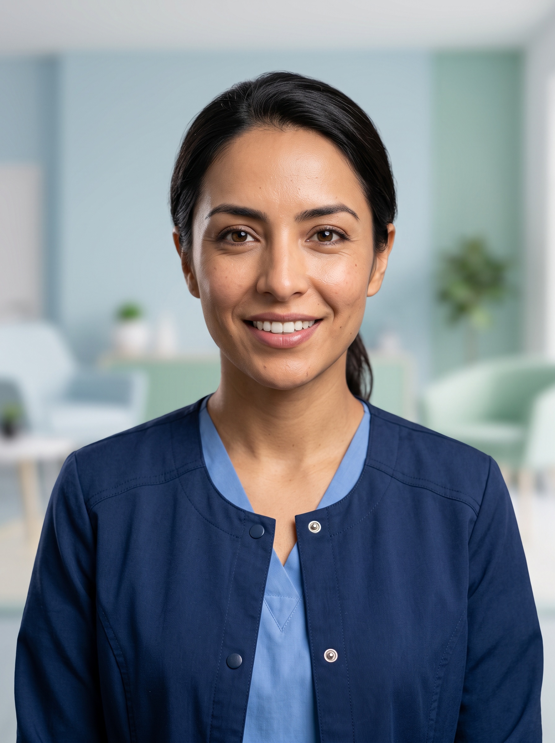 Clinic Room · Scrub Jacket headshot example