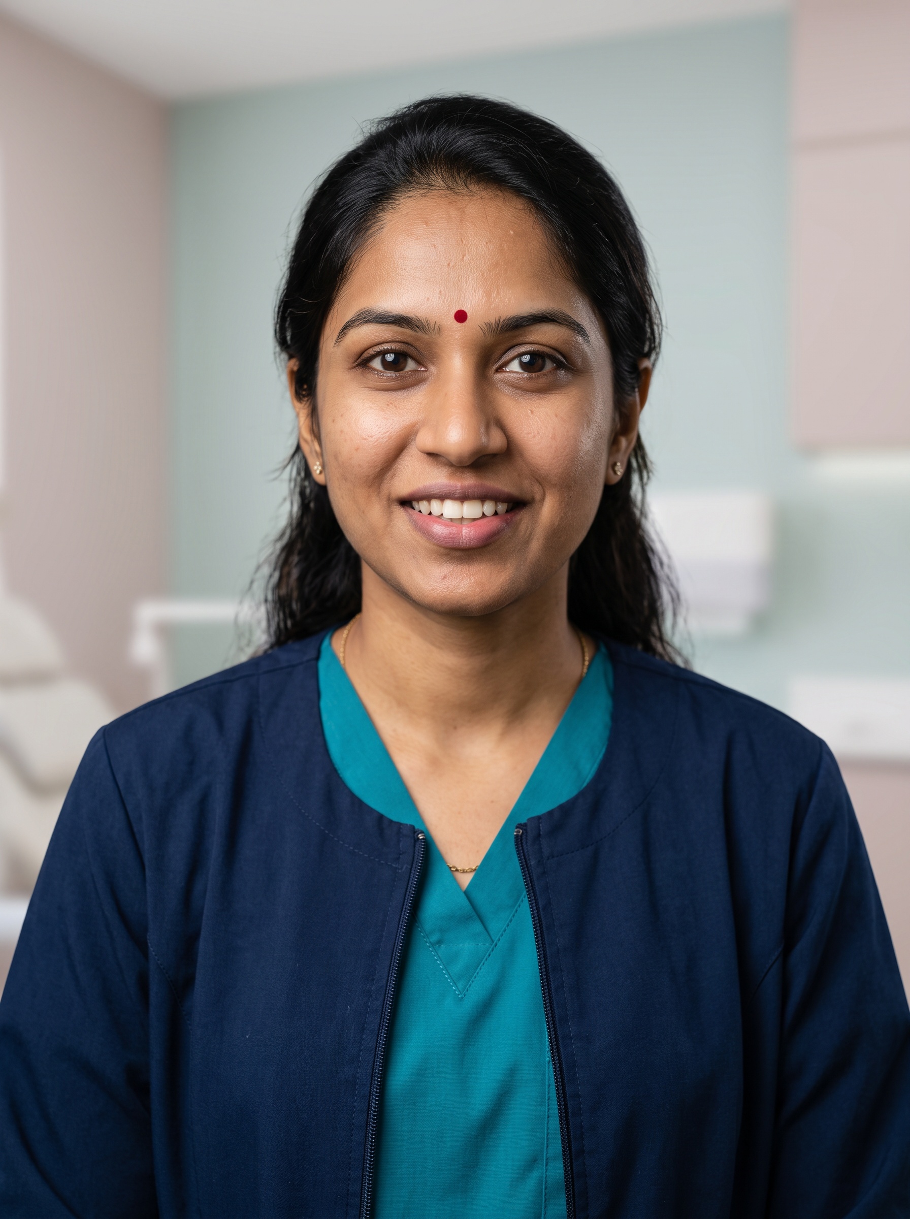 Clinic Room · Scrub Jacket headshot example