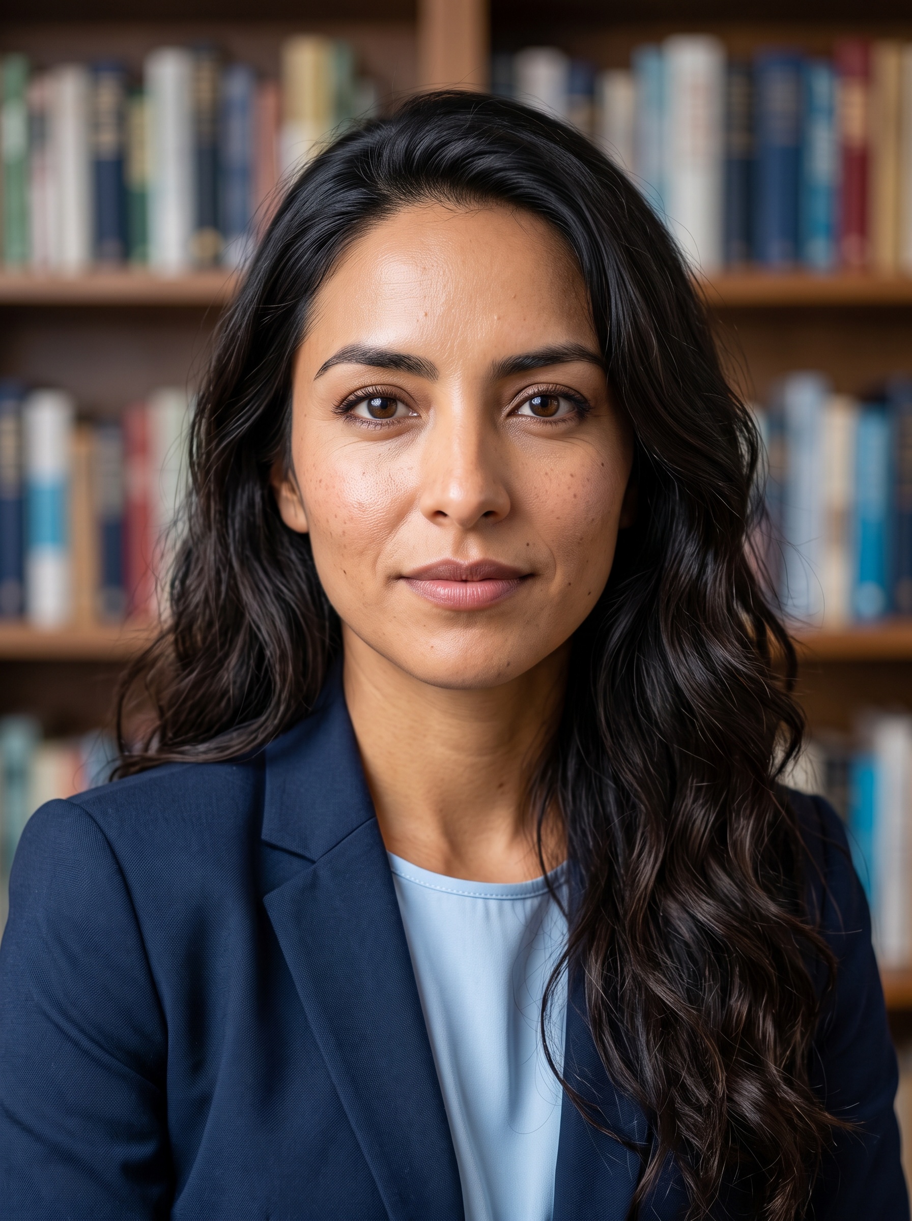 Beispiel für Bücherregal · Dunkelblauer Blazer-Headshot