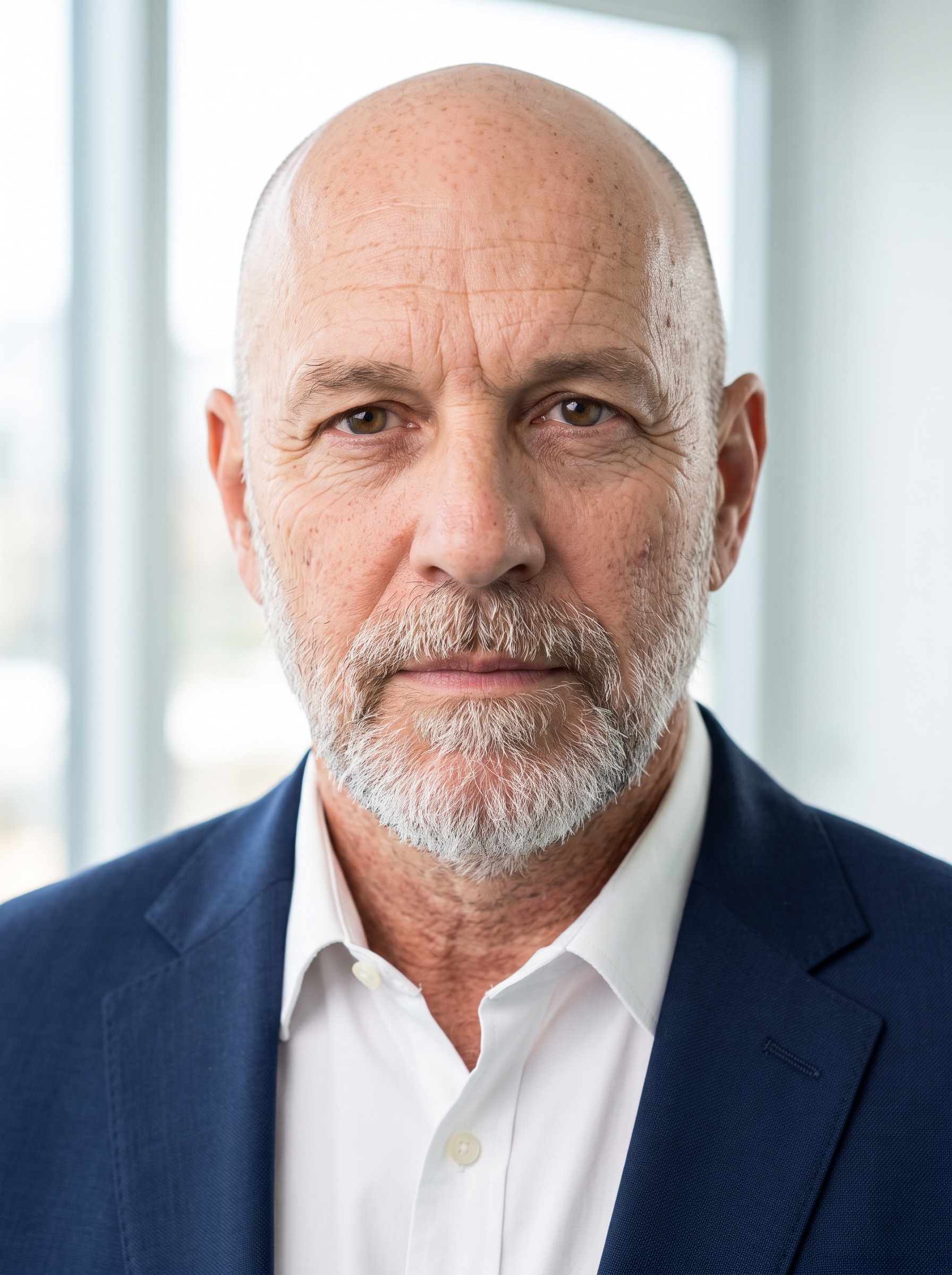 Beispiel für Natürliches Licht · Dunkelblauer Blazer-Headshot