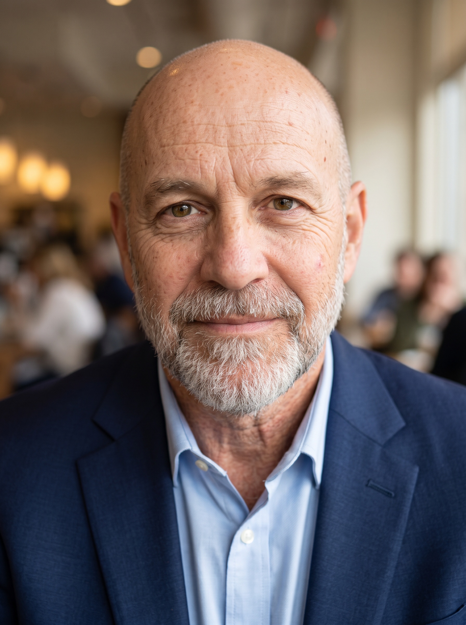 Warm Cafe · Navy Blazer headshot example