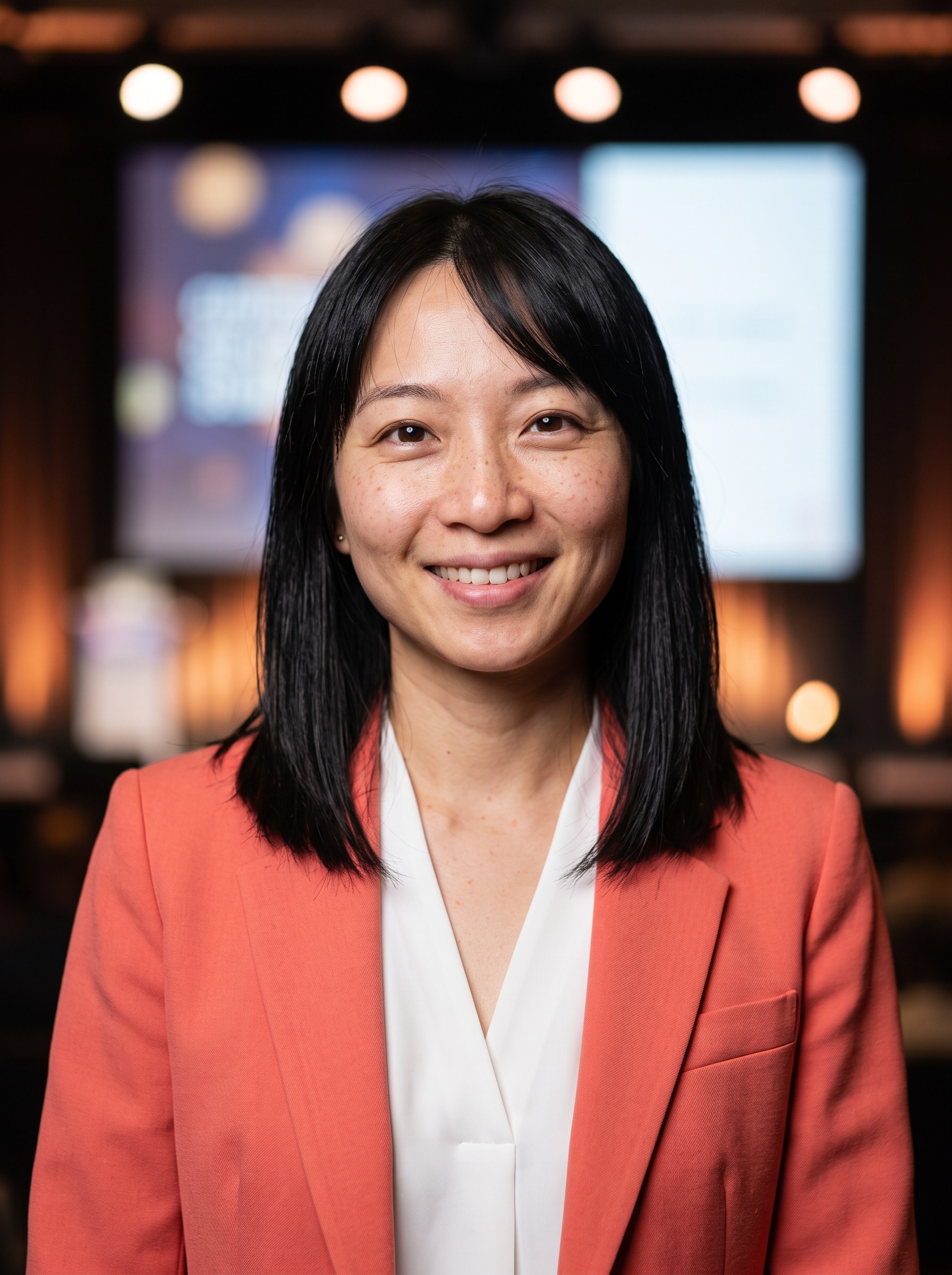 Speaking Stage · Coral Blazer headshot example