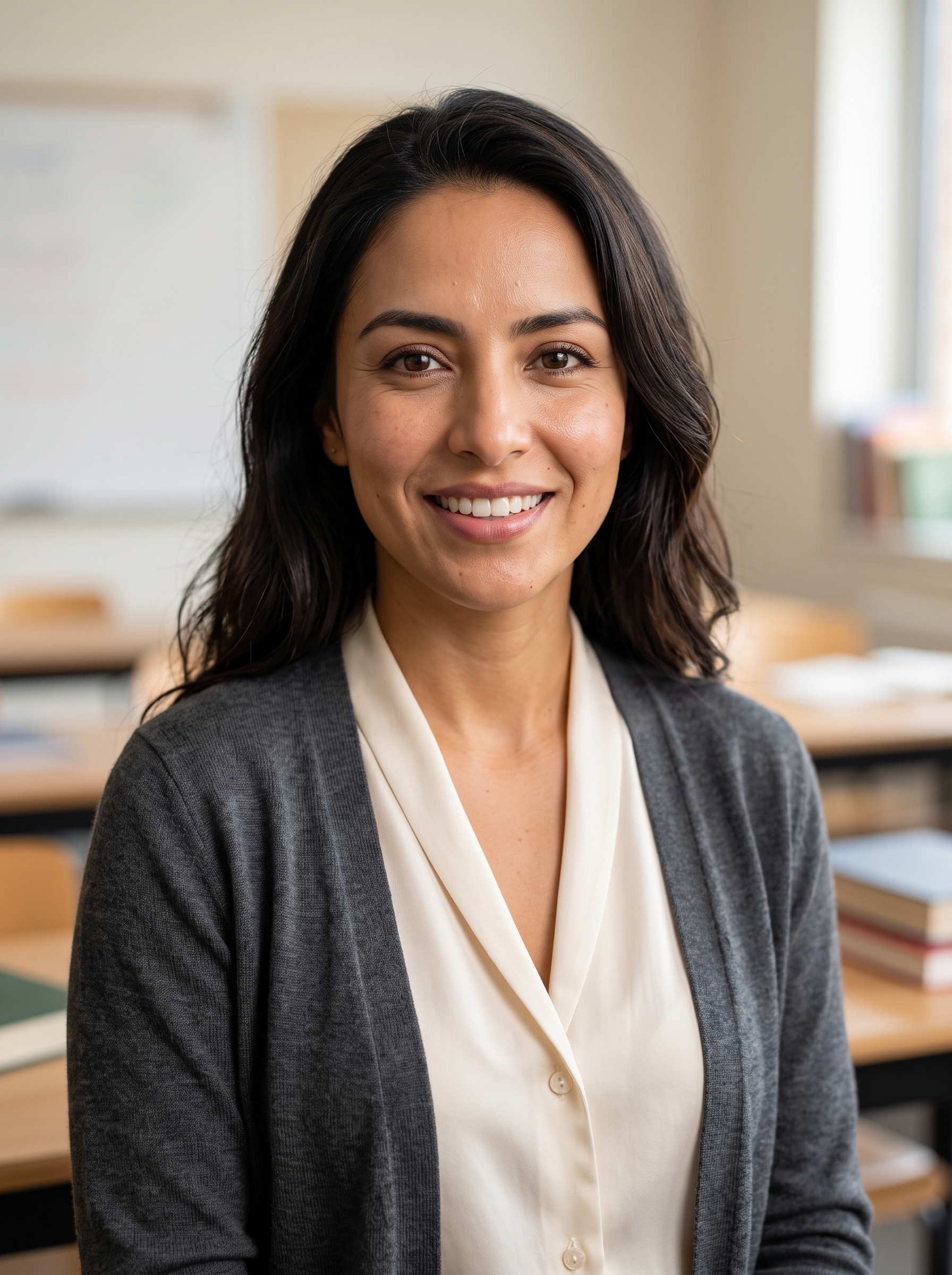 Beispiel für Classroom · Soft Blouse Cardigan-Headshot