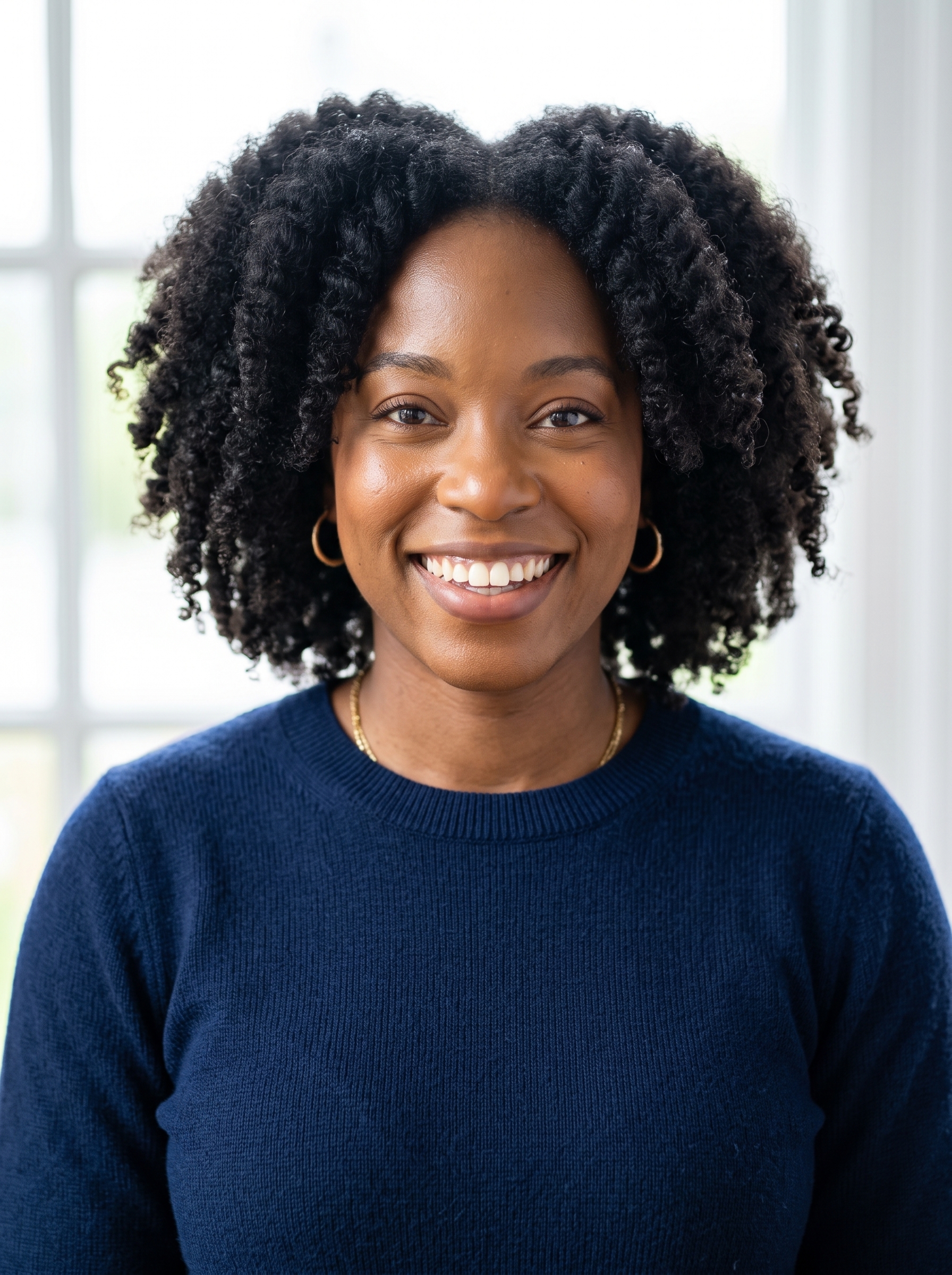 Beispiel für Window Light · Navy Knit-Headshot