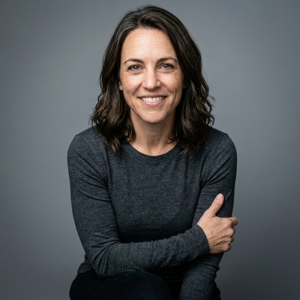 Neutral Mid-Grey Gradient Seamless · Charcoal Long-Sleeve Tee headshot example
