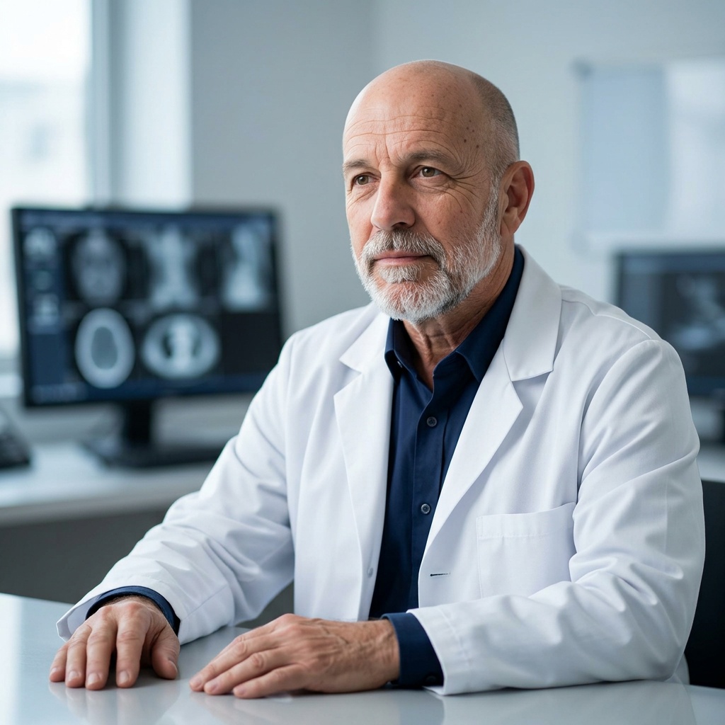 Radiology Workstation · Lab Coat with Business Clinical Wardrobe headshot example