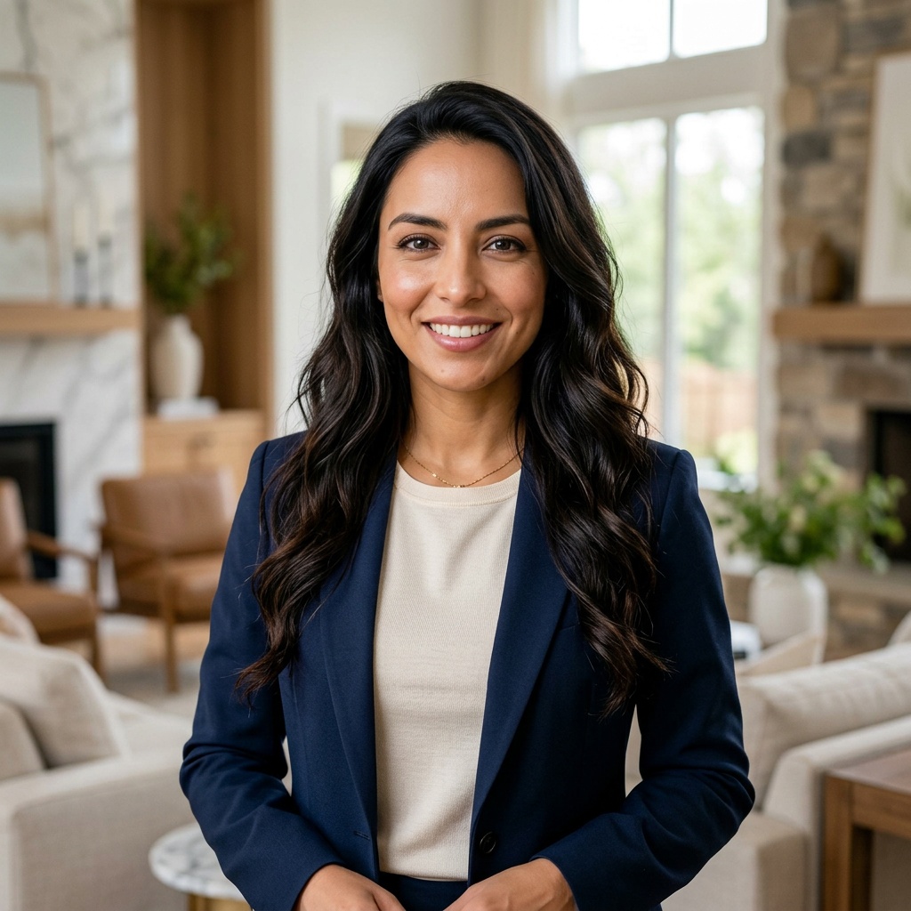 Staged Luxury Living Room · Modern Business Casual headshot example