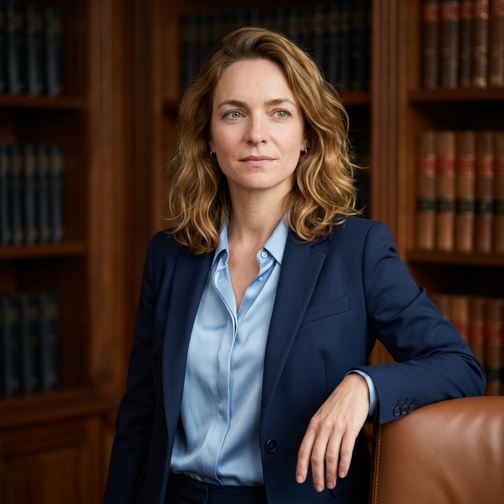 Warm Law Library · Senior Partner Subtle Texture headshot example
