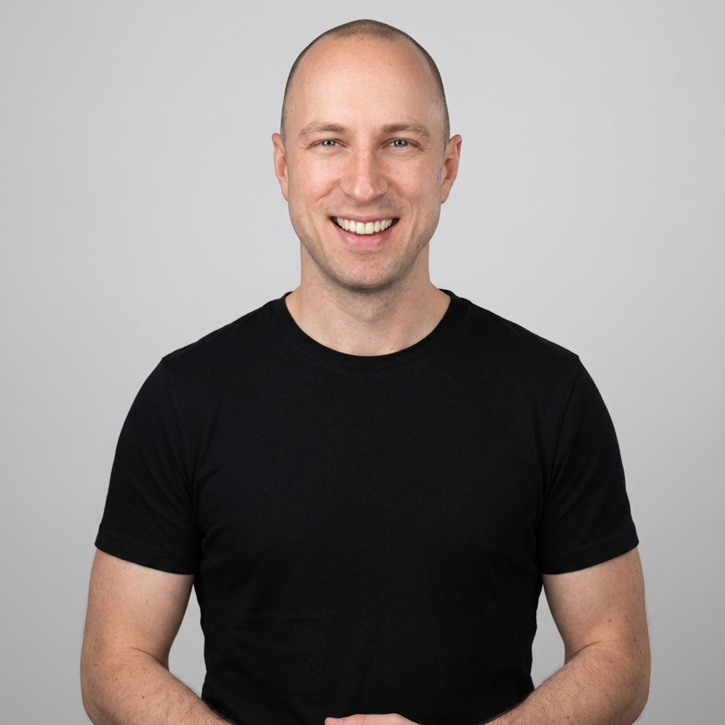 Light Cool-Grey Seamless · Black Short-Sleeve Tee headshot example